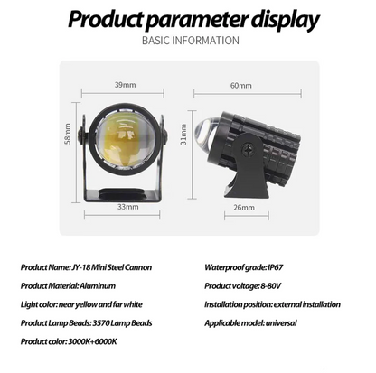 Mini Driving lamp for motorbikes, electric bicycles